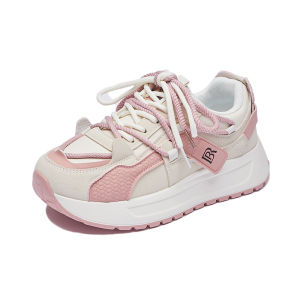 Womens Sport Shoes Spring 2025 New Fashion Thick Bottom Dad Shoes Comfortable Sensation Versatile Style round Toe mid Heel