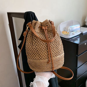 Minimalist New Arrival Beautiful Straw Bag Large-Capacity Bucket Bag Fashion Bag Shoulder Bag Casual Fashion Woven Bag Womens Bag