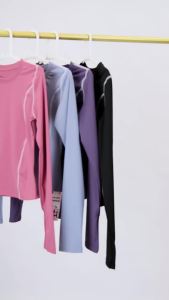 Quần Áo Tập Yoga SUDU Áo Thể Thao Nữ Vòng Cung Miệng Ngón Tay Cái Tôn Dáng Dài Tay T Áo Sơ Mi Chạy Bộ Quần Áo Tập Thể Dục