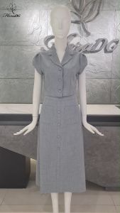 [Voucher 15% MOV 199K cap 100K Áo kiểu HeraDG dáng croptop tay hến xếp ly vai kết hợp chân váy suông dáng dài chất tuytsi cao cấp SSTBD3053A-J