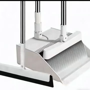 Lanshi FW1153 Stainless Steel Foldable Broom and Dustpan Set 3-in-1 with Floor Squeegee Broom & Dustpan
