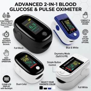 Non‑Invasive Blood Glucose Monitor2‑in‑1 Glucose Meter& Pulse Oximeter Finger ClipPainlessBlood Oxygen & Pulse Rate Detection