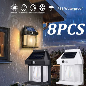 1~8PCS Solar Wall Lights Outdoor Tungsten Waterproof Wireless Motion Sensor Security Lamps Dusk to Dawn Lighting for Garden