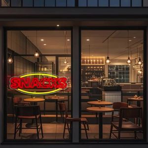 Snacks Neon Sign for Wall DecorSnack Bar Sign for Cake Candy Shop Snack Stall Man cave Coffee Bars Party DecorUSB Powered.