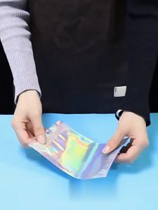 MD-C1104 Plastik Klip Hologram Flat Packaging Bungkus Makanan Bumbu Plastik / Ziplock Hologram Foil