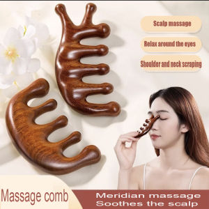 [Charming phụ nữ] năm răng lược massage Lược chải đầu nam giới và phụ nữ cạo da đầu tóc chăm sóc tóc răng to bàn chải lược gỗ đàn hương