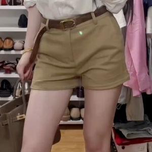 Casual High-Waist Shorts for Women in Summer Kori Color Simple Korean Style Slim Straight Leg Pants Japanese and South Korean Fashion