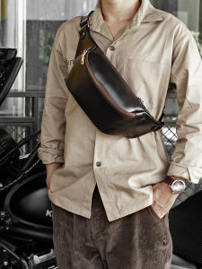 กระเป๋าคาดอกหนังวัวชั้นแรกแนววินเทจกระเป๋าสะพายไหล่ผู้ชายกระเป๋าเป้สะพายข้างหนังแท้อเนกประสงค์กระเป๋าคาดเอวแฮนด์เมดอินเทรนด์ลำลอง