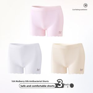 Miiow | Childrens Safety Pants Silk Blend Anti-Light Underwear Two-In-One Big Kids Antibacterial Four-Corner Shorts Ultra Soft Nylon