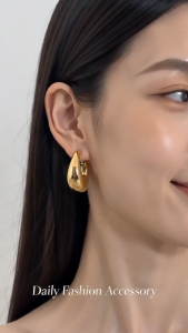 Gold Oval Earrings Fashion Casual No Fading Stainless Steel Earrings Jewelry Gift For Women