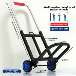 YIXUAN | Hand Pull Cart Portable Transport Trolley Household Grocery Shopping Pulling Tool Luggage Trolley Folding Small Pull Cart