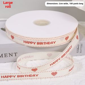 Birthday Cake Ribbon Gift Packaging Colorful Silk Bowknot Large Roll Bobbin Thread for Flower Bouquet White Creamy Color