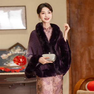 Áo Len Dệt Kim Dày Thời Trang Thu Đông Mới Cho Nữ Mẹ Trùm Đầu Vai Cạp Cao Dài Vừa Phải Cổ Tròn Tay Dài Chất Liệu Polyester