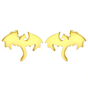 1 Pair Black Color Stainless Steel Dragon Stud Earrings for Men Simple Creative Animal Ear Stud Jewelry Birthday Party Gifts