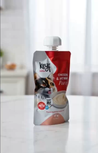 100g Keyf Wet Cat Food Puree in Pouch with spout 6 flavors Salmon & Roe Chicken & Goat Milk Chicken & Catnip flavor