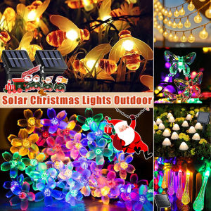 christmas lights solar power Outdoor Waterproof String Lights LED Solar Garden Lights Meteor Shower Rain Light Halloween Fairy Lights Landscape Lights Christmas tree Decoration For Home Wedding Party Festival Decoration Lawn Garden Walkway Ambience Light