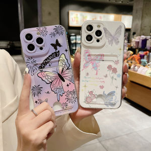 Phone Case OPPO A3x A3 Pro A3 5G 2024 Card Holder Slot Design Gradient Butterfly Pattern Transparent Soft Casing OPPO A3 Pro 5G Cover Case