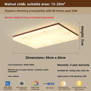 FANZHEN | Modern Minimalist Cloudy Stone Imitation Rectangular Ceiling Light Golden Silk Texture