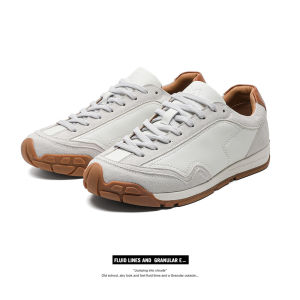 Spring 2025 New Retro Plain Bottom Couple Deqin Shoes Laced Casual Sports Versatile Trendy Board Shoes Ultrafine Fiber Leather