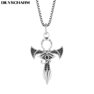DILYSCHARM Original Horus Eye Zircon Pendant Necklace for Men Silver Jewelry