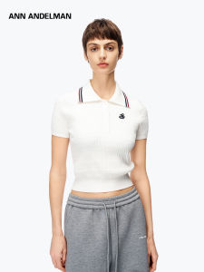 ANN ANDELMAN | Short Sleeve White Knit Polo Shirt