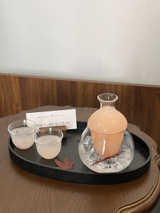 Japanese Style High Aesthetic Value Glass Wine Bottle Juice Pot Tea Set Cup Tray Kit Small  Popular Elements Ordinary Glass