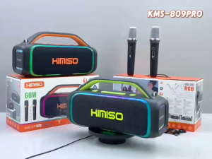 Loa Karaoke KIMISO KMS-809 PRO Âm Thanh Mạnh Mẽ Bass Hay Dải LED 7 Màu Bắt Mắt Tặng Kèm 2 Micro