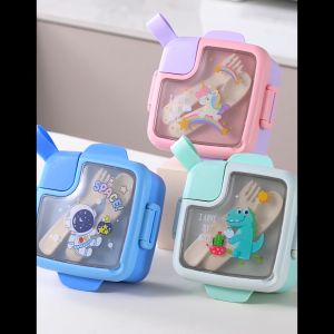 SK-C940 Tempat Makan Anak Karakter Kartun dengan Mangkuk Set Sendok Garpu Gunting BPA FREE / Lunch Box Set Kids Astronot Bowl Portable / Kotak Bento Anak Sekolah Import