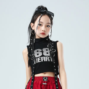 Girl Jazz Dance Costume Girl Cargo Pants Trendy Clothes Suit Children Jazz Hip Hop Catwalk Show Fried Street Performance Wear