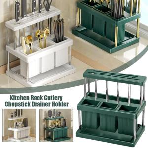 Multi-functional Chopstick Rack Stainless Steel Multi-grids Kitchen Storage Draining Frame Integrated Kitchen Supplies Organizer