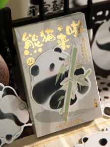 Panda Postcard Black White Cartoon Cute Handmade Background Material Healing INS Card Basic Packaging Chinese Wind