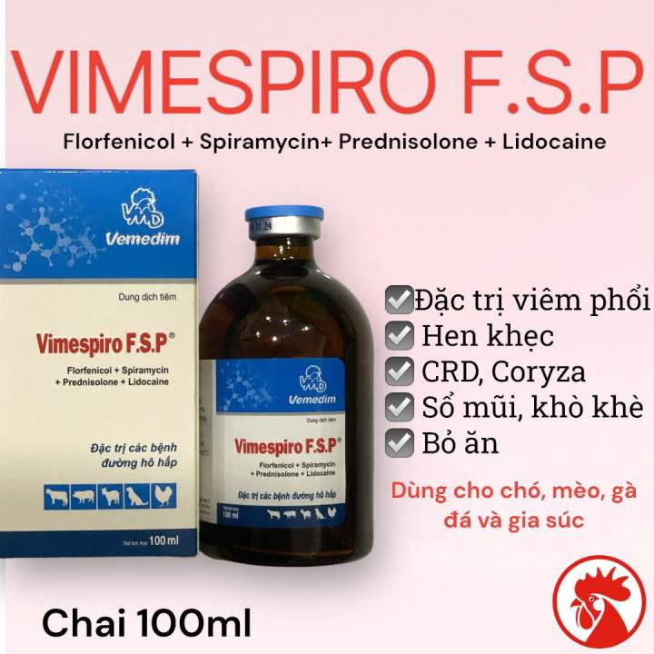 Vimespiro F.S.P (FSP) VMD 100ml tiêm trị các bệnh hô hấp, ho, sỗ mũi ...