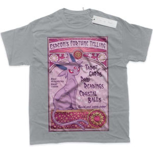 Bandai | Mens T Shirt Mens Sports T Shirt Mens Short Sleeve T Shirt Pokemon Espeon Red Eyes Blue Ears Sitting on Magical Background