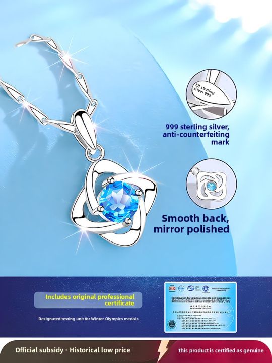 Clover%20Design%20999%20Sterling%20Silver%20Topaz%20Necklace%20-%20Image%203