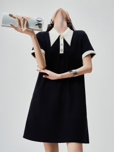 XIAODADEHUA | Design Spliced Polo Collar A-line Dress Slim Fit Casual
