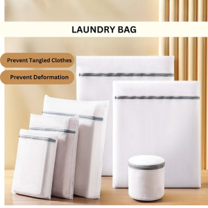 Ready Stock Fine Mesh Thick Laundry Bag with Zip Anti Deformation Washing Machine Washer Household Underwear Lingerie Jacket Jeans Pants Shirts Bra Laundry Set Wash Clothes Protection Net Bag Tebal Beg Dobi Cuci Baju Putih Mesin Basuh