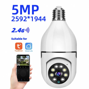 Tuya 3MP/5MP 5G Duel Band Bulb Camera WiFi Two Way Voice AI Human Detection Night Vision E27 Camera Zoom Surveilance Cam Yiiot