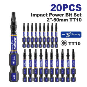 Geinxurn 2 In.Impact Tough Magnetic Power Bit SetSecurity Torx Head Power BitsS2 Alloy Steel Star TT10 Screwdriver Bits Set