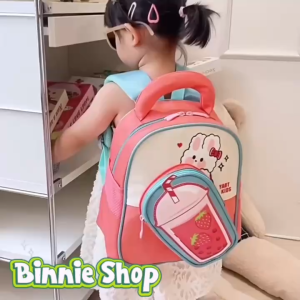 Balo mầm non họa tiết MILK TEA Gấu & Thỏ dễ thương cho bé Cặp trẻ em phong cách Hàn Quốc xinh xắn BINNIE SHOP PK2047
