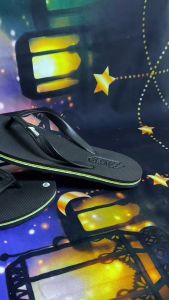 MIZEO STREET Sandal Jepit Pria Rubber Polos Stripe Kuning Hijau Lentur M023 Hitam
