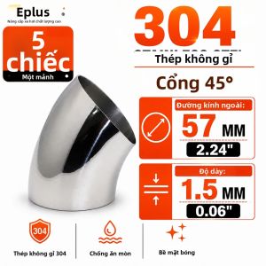 5 Cái Ống Nối Khuỷu 45 Độ Bằng Thép Không Gỉ 304 Đánh Bóng Hàn Liền Đa Năng Dùng Cho Độ Chế Ống Xả Xe Hơi