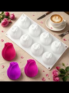 8-PC Silicone Mold for Mousse Cake Flowers Dessert Chocolate Pudding French Style Baking Mold Kitchen Cooking Tools