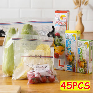 45/30Pcs Refrigerator Food Freezing Sealed Bags with Zipper Kitchen Fresh Keeping Bag for Vegetable Fruit Home Storage Bags S/M/L