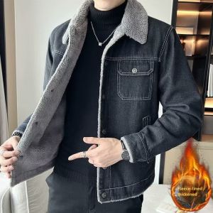 Mens Work Wear Denim Outwear Mens Abrasion Resistant Stain-Resistant Labor Protection Construction Site Work Clothes Winter Padded Jacket