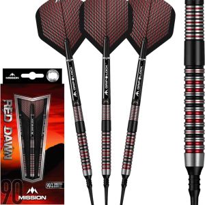 MISSION SOFT TIP DART - 19G/21G RED DAWN M1 STRAIGHT RING 90% Tungsten Soft Darts (ARROW DART LEMBUT)
