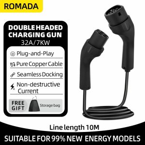 ROMADA | Cáp Sạc Xe Điện ROMADA Type 2 32A 7kW 1 Pha Dây Sạc Xe Điện Di Động 3M-10M Đầu Nối Cái Sang Đực Cho Trạm Sạc EVSE