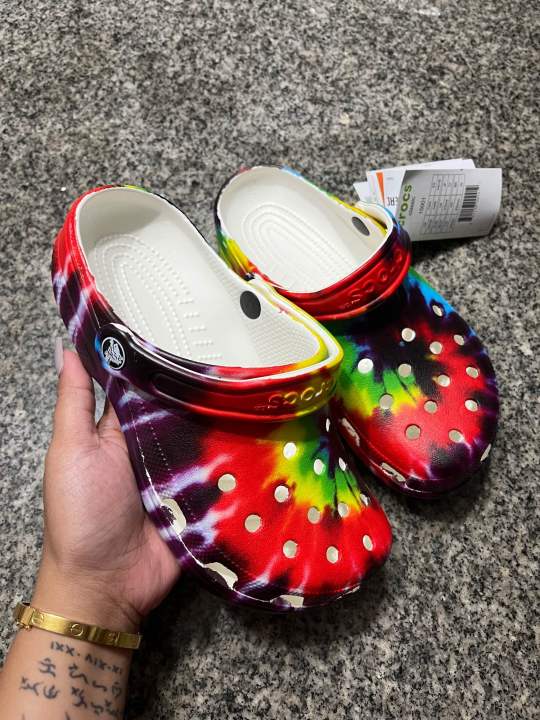 Tie dye croc online sandals