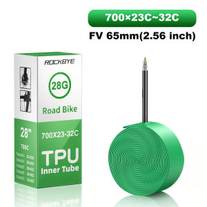 Rockbye 28g Road Bike Ultralight PortableTPU Inner Tube Presta & Schrader Compatible FV 65/45mm 700X23-32C Road MTB Bicycle Tire
