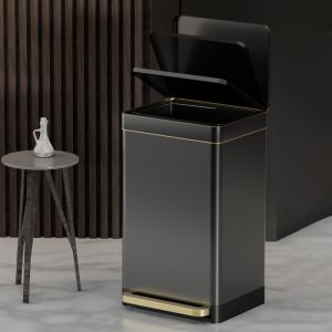 50L Commercial stainless trash can big with pedal Household Kitchen garbage bin with cover big outdoor