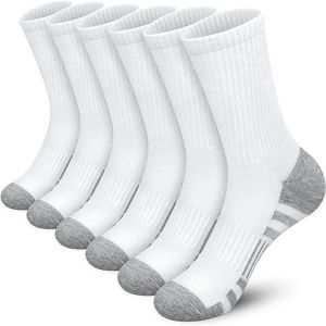 Mens Athletic Crew Socks Cushioned Sole Arch Support Shock Absorption Odor Control Moisture Wicking Breathable Wear Resista